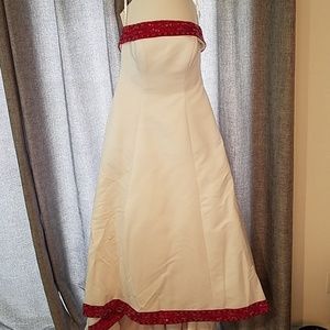 David's Bridal White Red Wedding Dress Gown 10